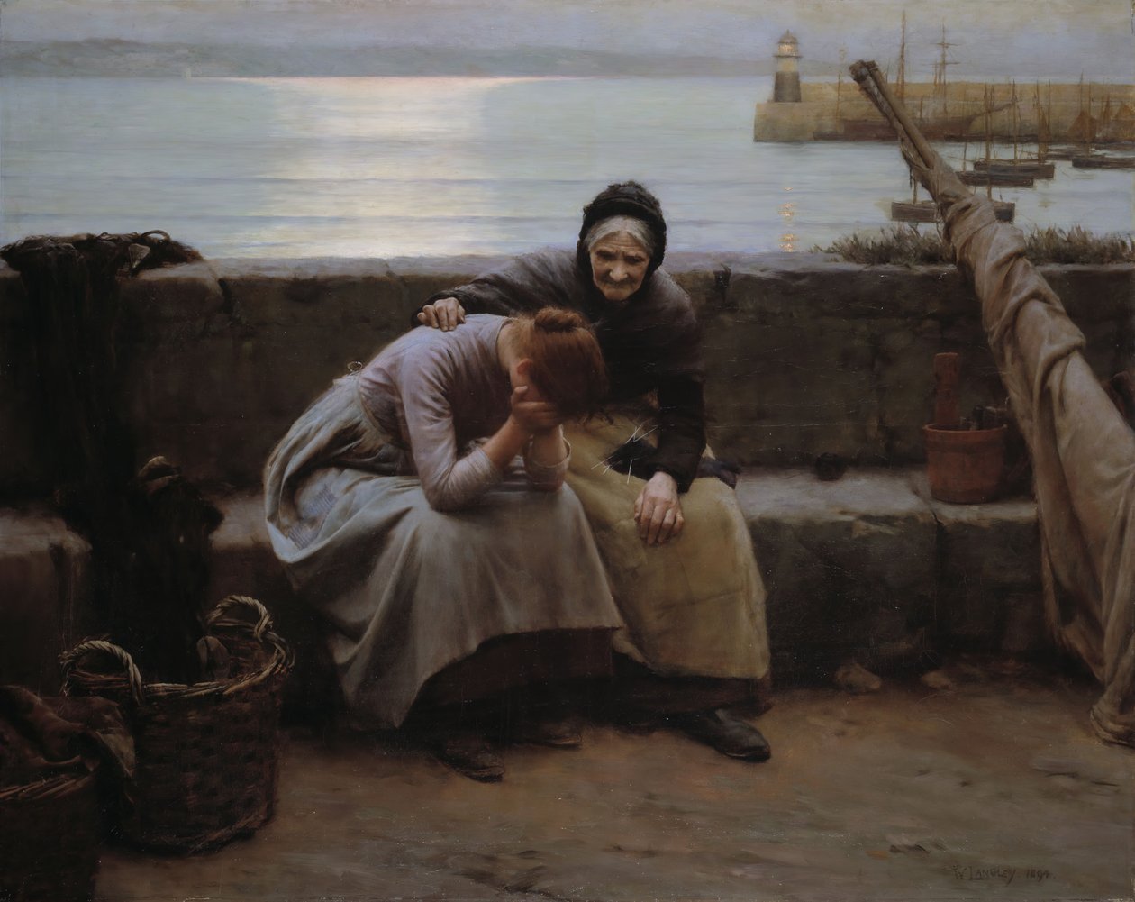 Nigdy rano nie nosiło się do wieczora, ale złamało się serce, 1894. autorstwa Walter Langley