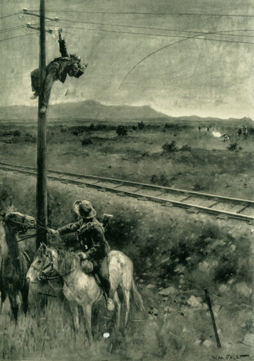 „Burowie przyłapani na akcie przecinania przewodów telegraficznych”, 1902 r autorstwa Walter Paget