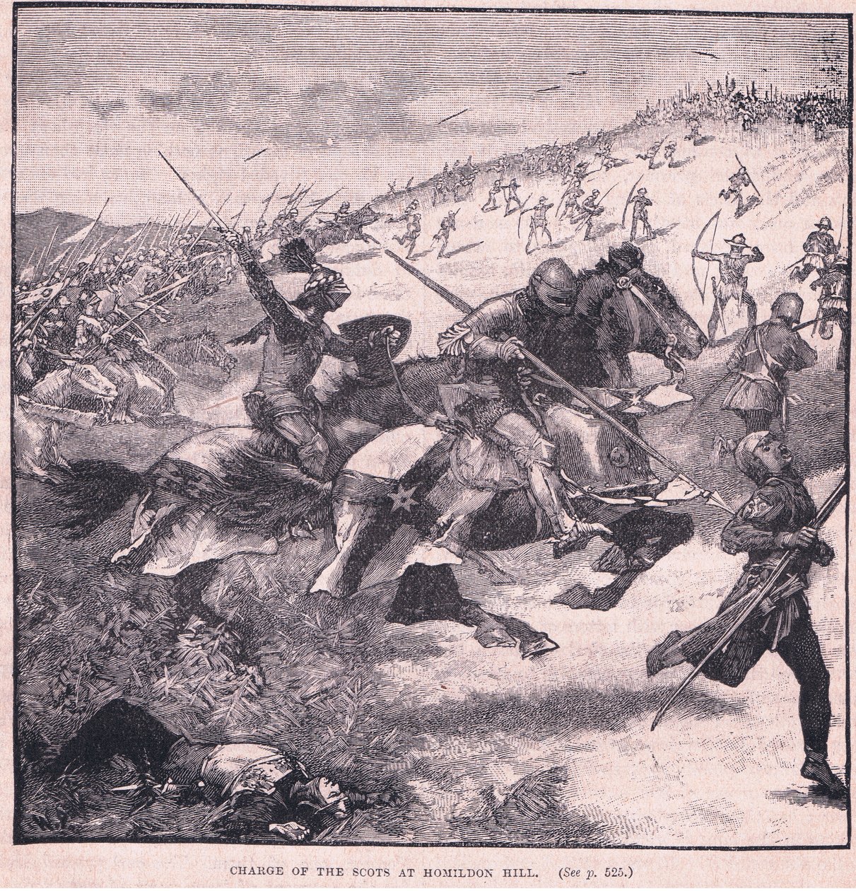 Szarża Szkotów w Homildon Hill AD 1402 autorstwa Walter Paget