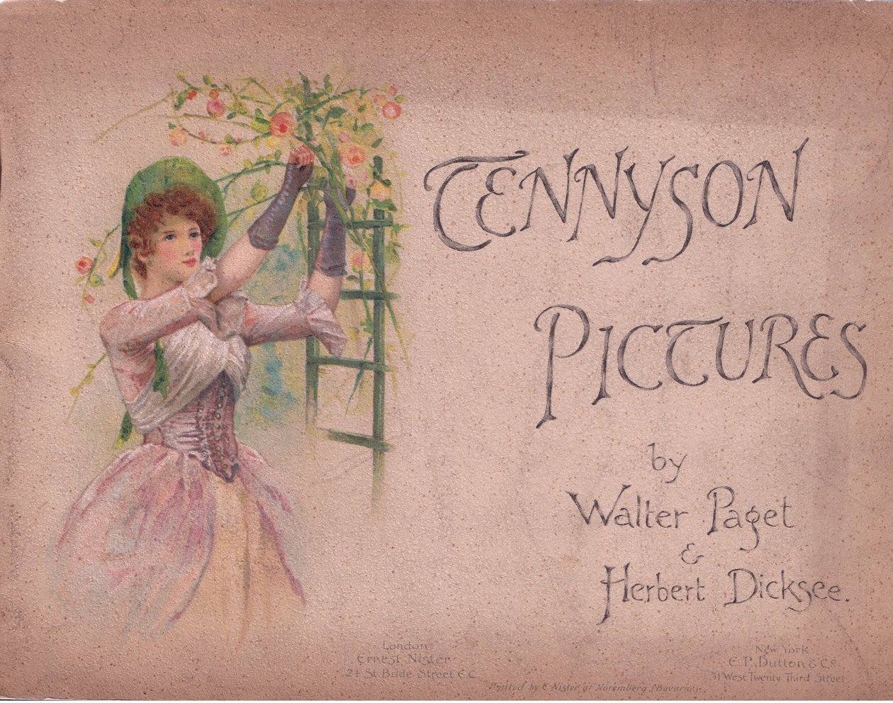 Projekt okładki przedniej (The May Queen), ilustracja z Tennyson Pictures wydana przez EP Dutton & Co, ok. 1900 (kolor litho) autorstwa Walter Paget