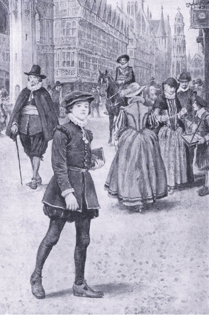 Herrick jedzie w dół Cheapside, ilustracja z My Magazine autorstwa Walter Paget