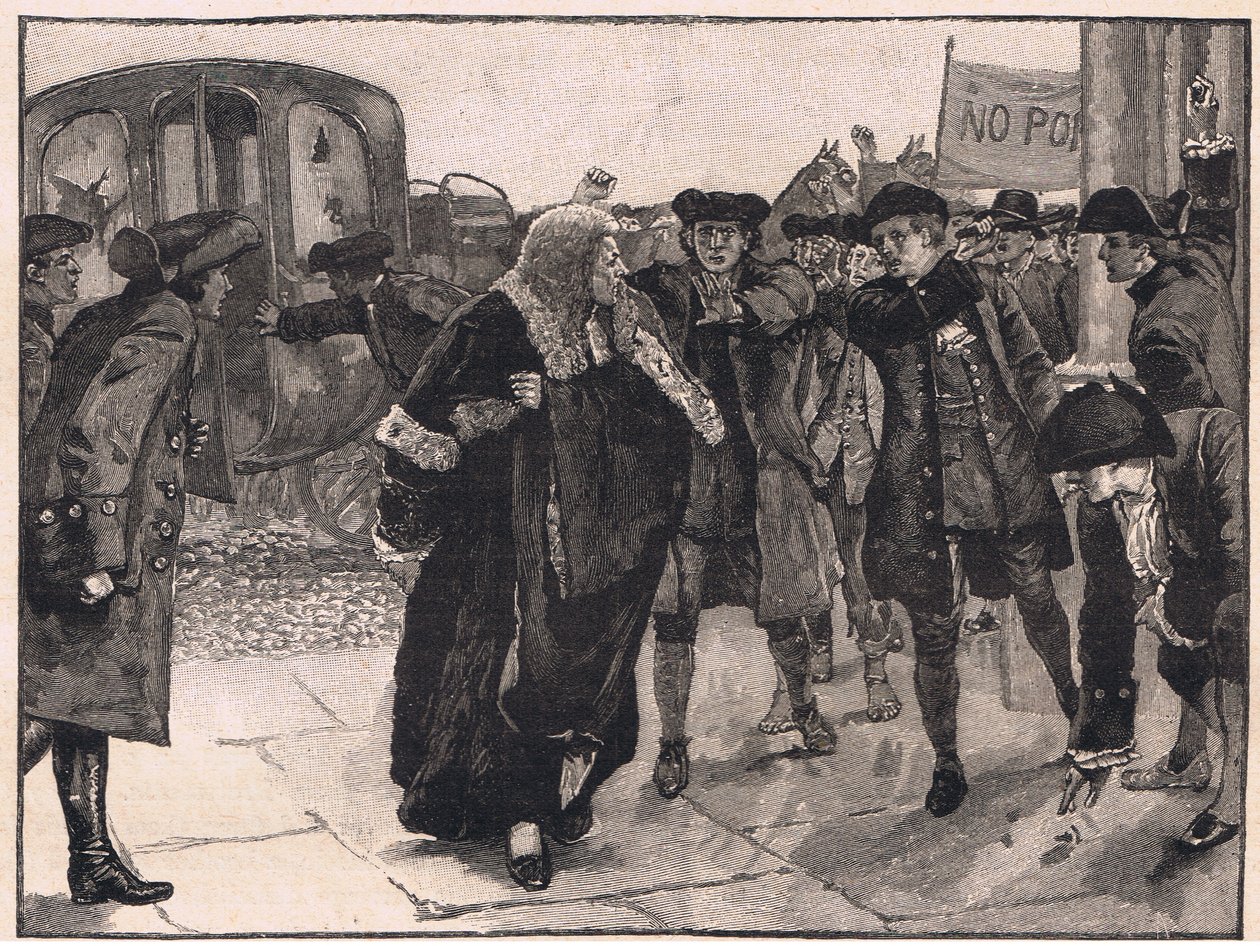Buntownicy "No Popery" napadający na Lorda Mansfielda AD 1780 autorstwa Walter Paget
