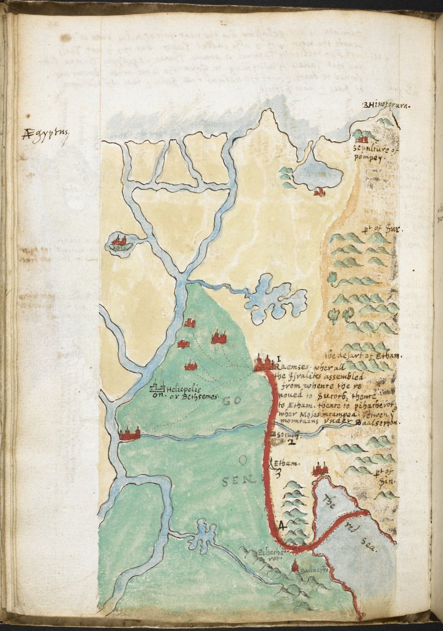MS 57555, f.23v, Mapa Afryki Północnej, z zeszytu zawierającego historyczny gazeter, wykazy biblioteczne itp.; c.1606-08 (akwarela na papierze) autorstwa Walter Raleigh