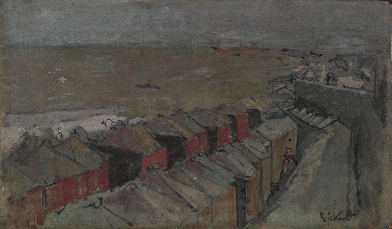 Chaty kąpielowe, Dieppe, ok. 1890 (olej na płótnie) autorstwa Walter Richard Sickert