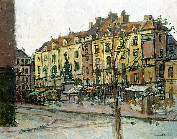 La Place Nationale z Le Grande Duquesne, Dieppe (olej na płótnie) autorstwa Walter Richard Sickert