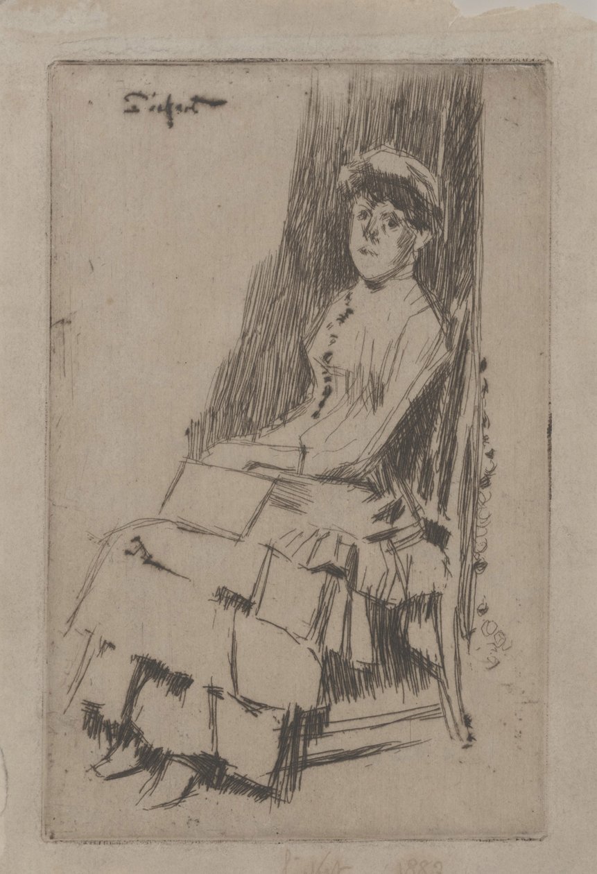 Portret Agnes Oldfield, c.1887 (akwaforta) autorstwa Walter Richard Sickert