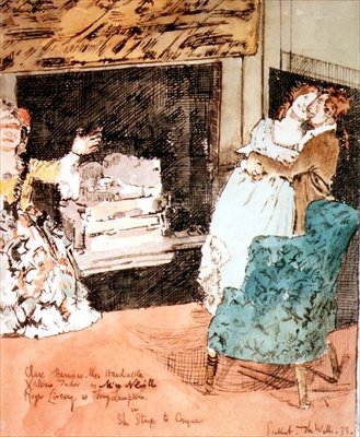 Scena z „Ona pochyla się, by podbić” Olivera Goldsmitha autorstwa Walter Richard Sickert