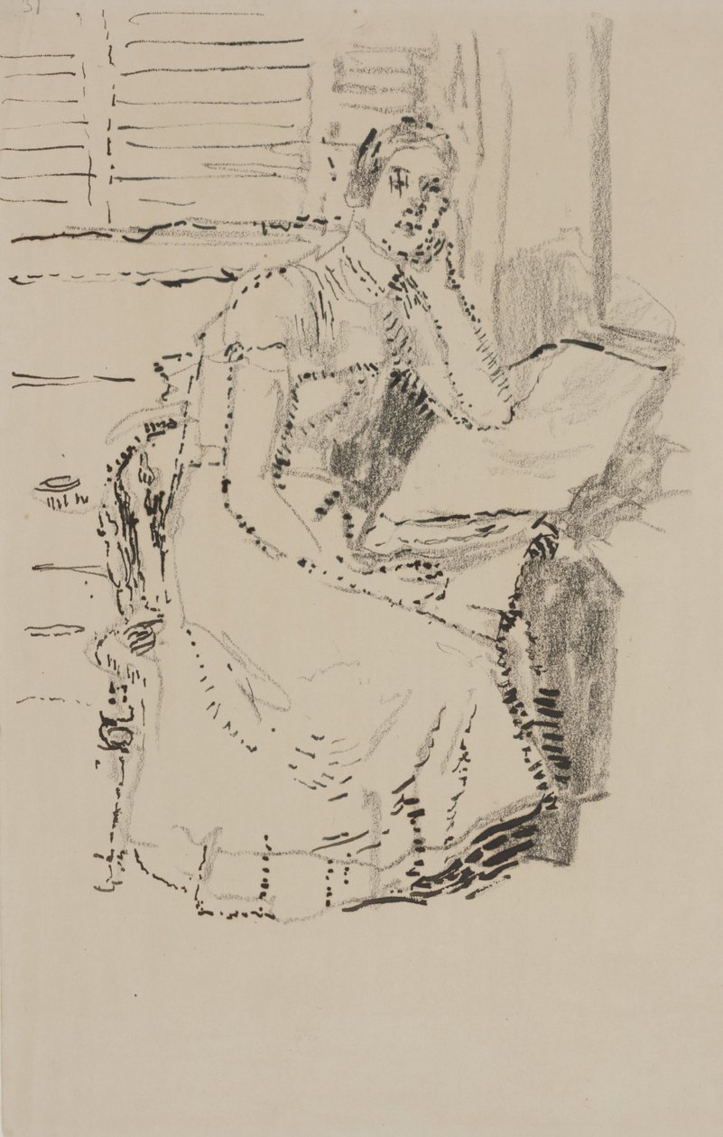 Siedząca postać (pióro i atrament z węglem na papierze) autorstwa Walter Richard Sickert