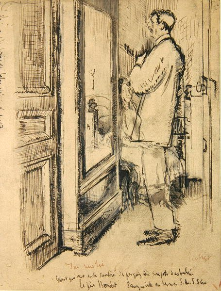 Nowy krawat, ok. 1922 (pióro i atrament oraz pranie na papierze) autorstwa Walter Richard Sickert