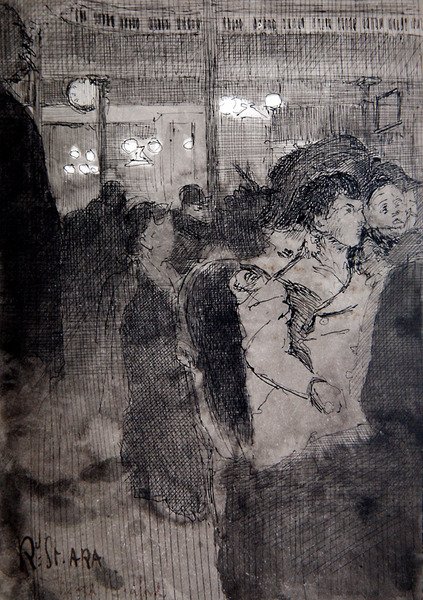 The Old Bedford (pióro, tusz i pranie na pokładzie) autorstwa Walter Richard Sickert