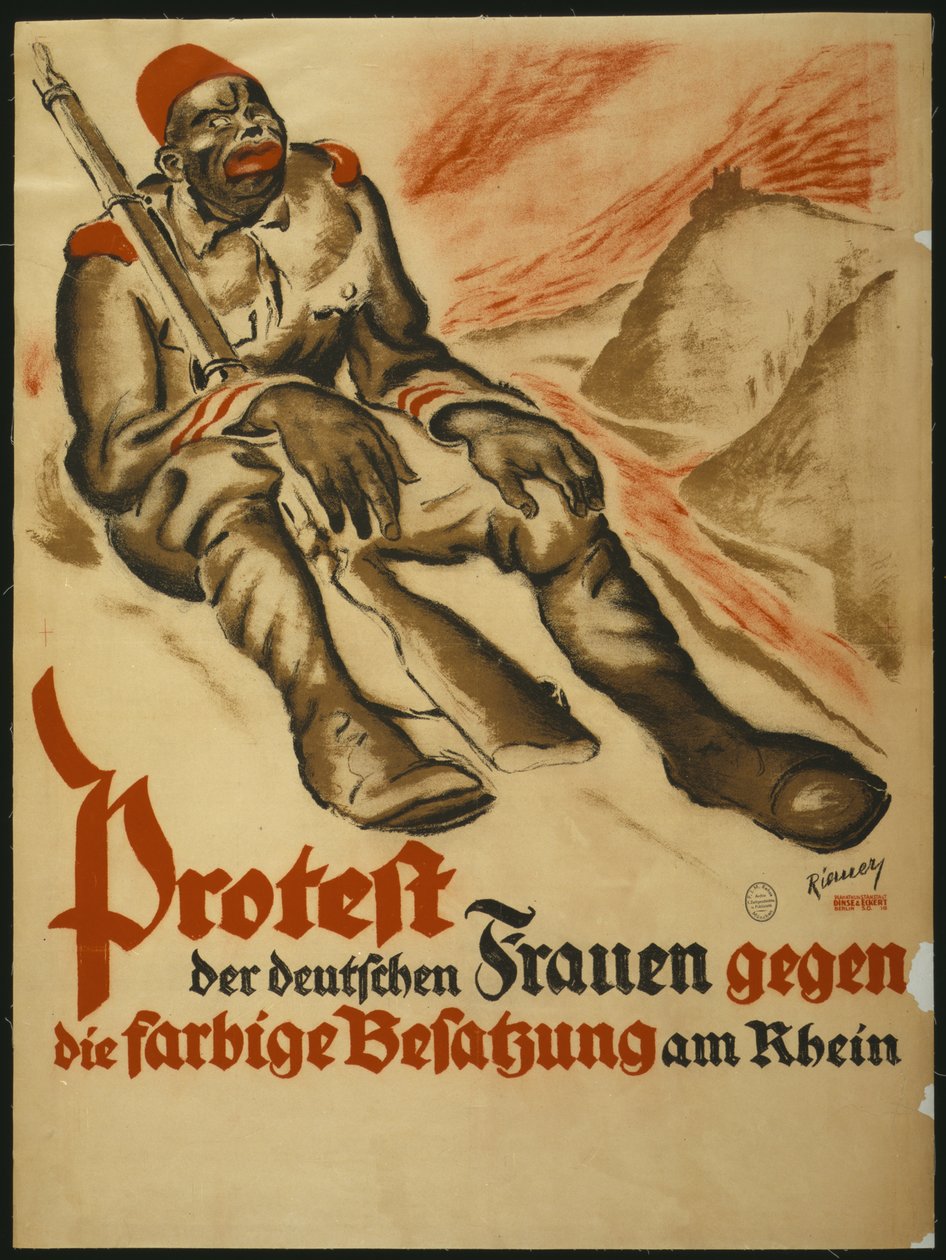 Niemki protestują przeciwko kolorowej okupacji Renu, 1920. autorstwa Walter Riemer