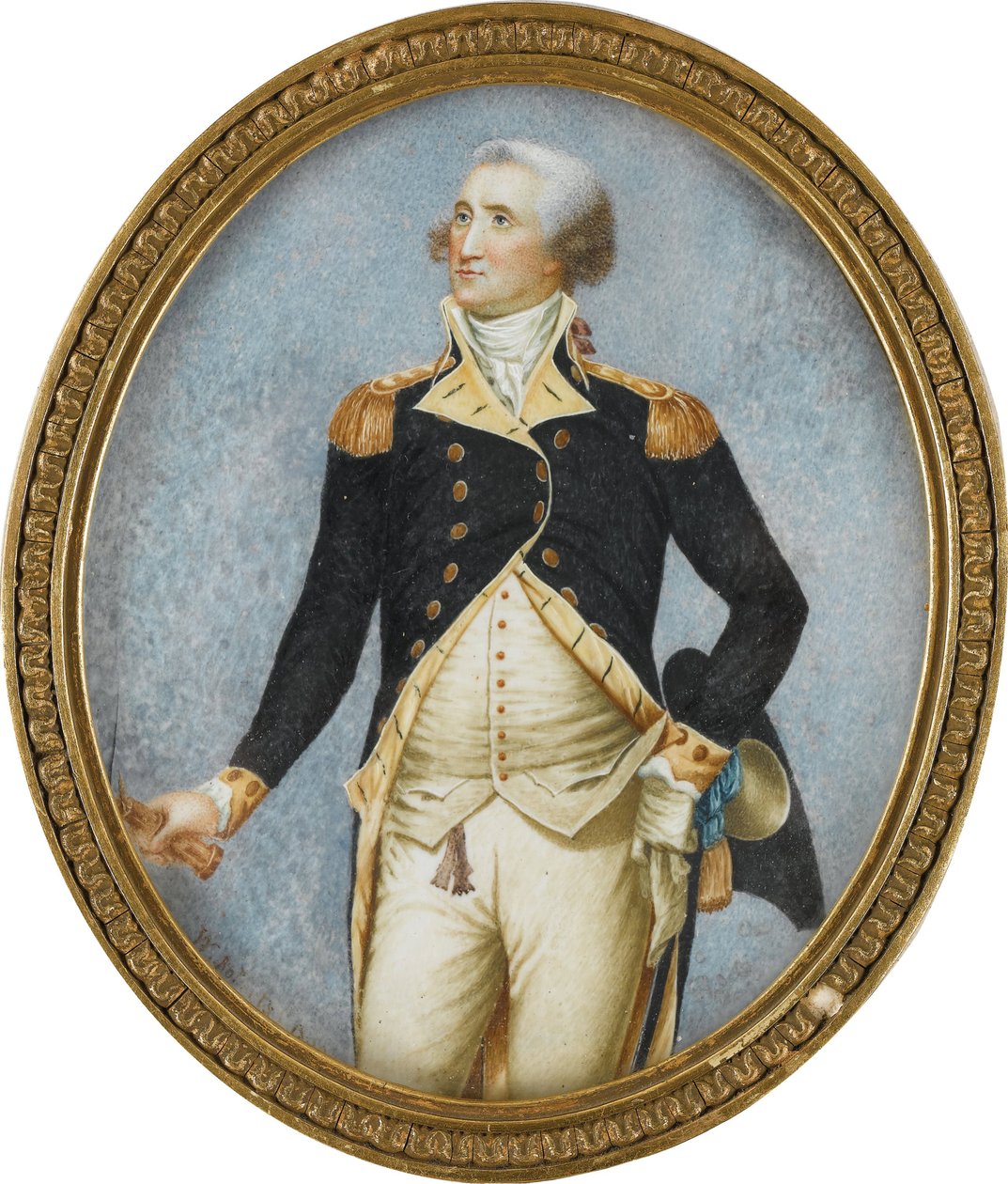 Portret Jerzego Waszyngtona (1732-1799), autorstwa Robertsona, Waltera (1750-1801). Akwarela, gwasz na rogu autorstwa Walter Robertson