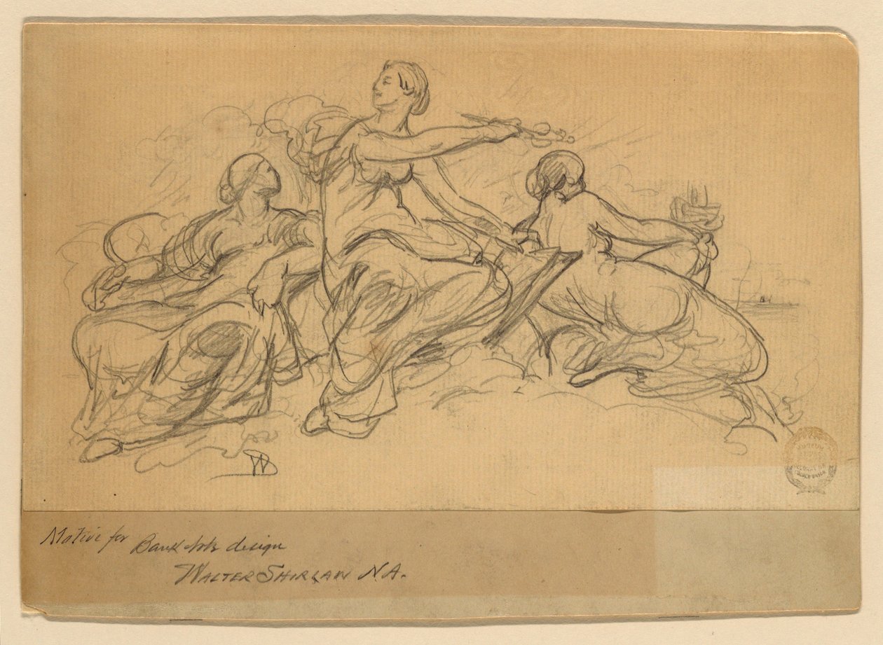 Handel (motyw dla projektu banknotu) autorstwa Walter Shirlaw
