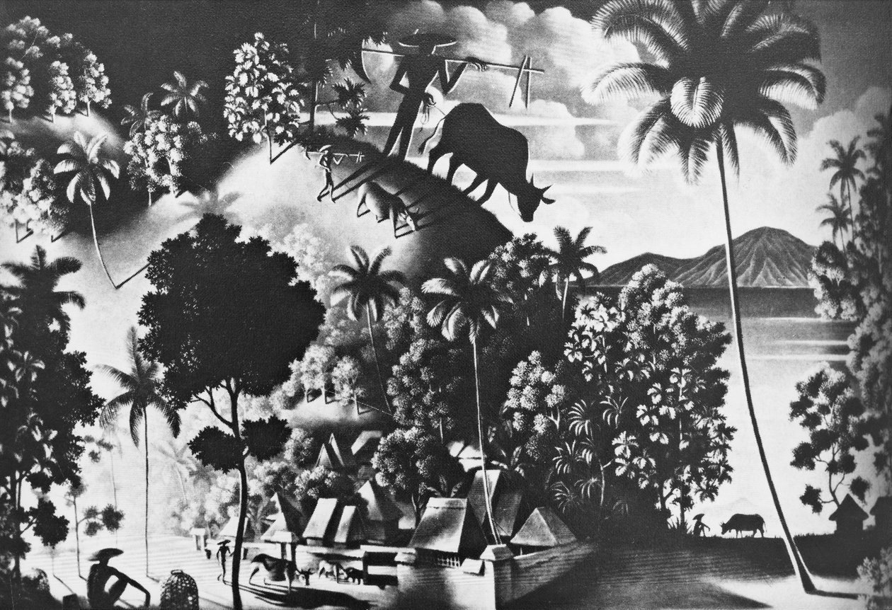 Krajobraz z cieniem krowy (Landschaft mit Shattenkuh) autorstwa Walter Spies