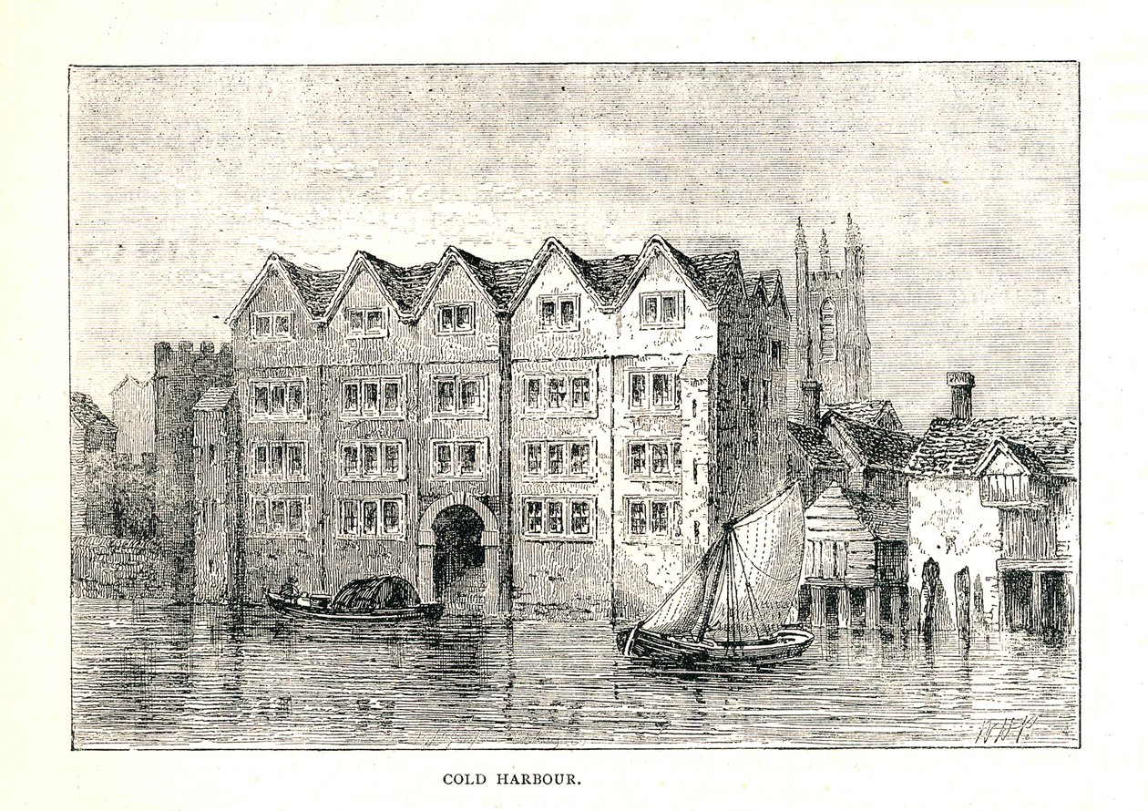 Zimny Port. Medieval Mansion House North Bank of Thames powyżej London Bridge, 1894 r autorstwa Walter Thornbury