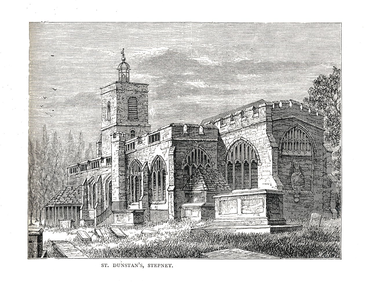 St.Dunstans Stepney. Z Widoku z 1803 roku autorstwa Walter Thornbury