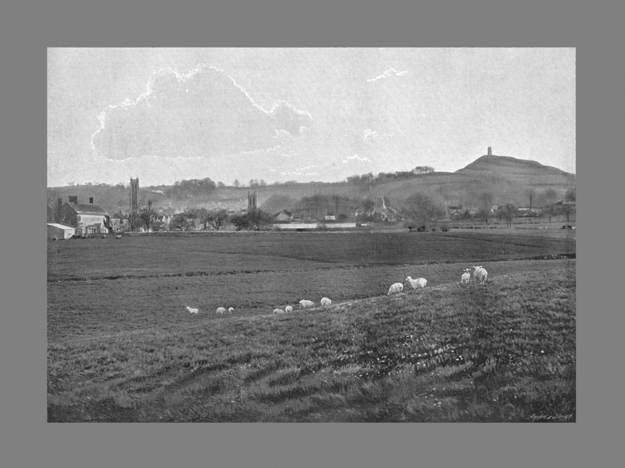 Glastonbury i Tor, ok. 1900 autorstwa Walter Tully