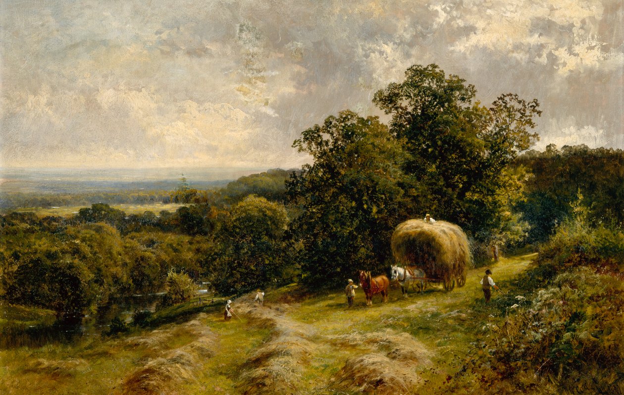 Carting Hay w pobliżu Brockham, Surrey autorstwa Walter Wallor Caffyn