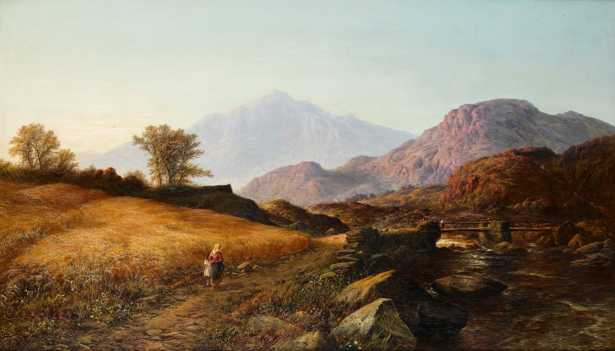 Czas żniw nad rzeką Lleder, Północna Walia, 1874 autorstwa Walter Williams
