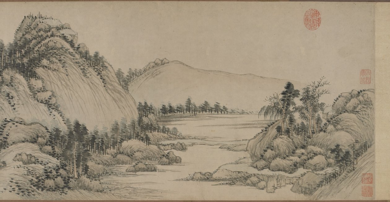 Zamieszkanie w górach Fuchun po Huang Gongwang, dynastia Qing, 1672 (tusz i kolor na papierze) autorstwa Wang Hui