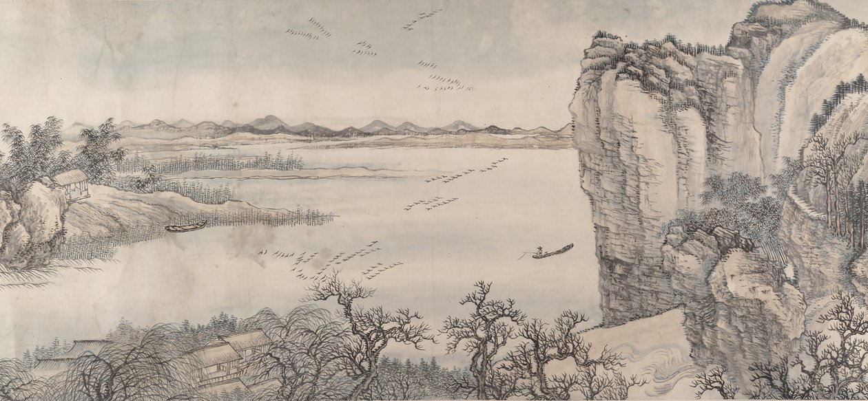 Krajobraz w stylu Jurana i Yana Wengui, dat. 1713. autorstwa Wang Hui