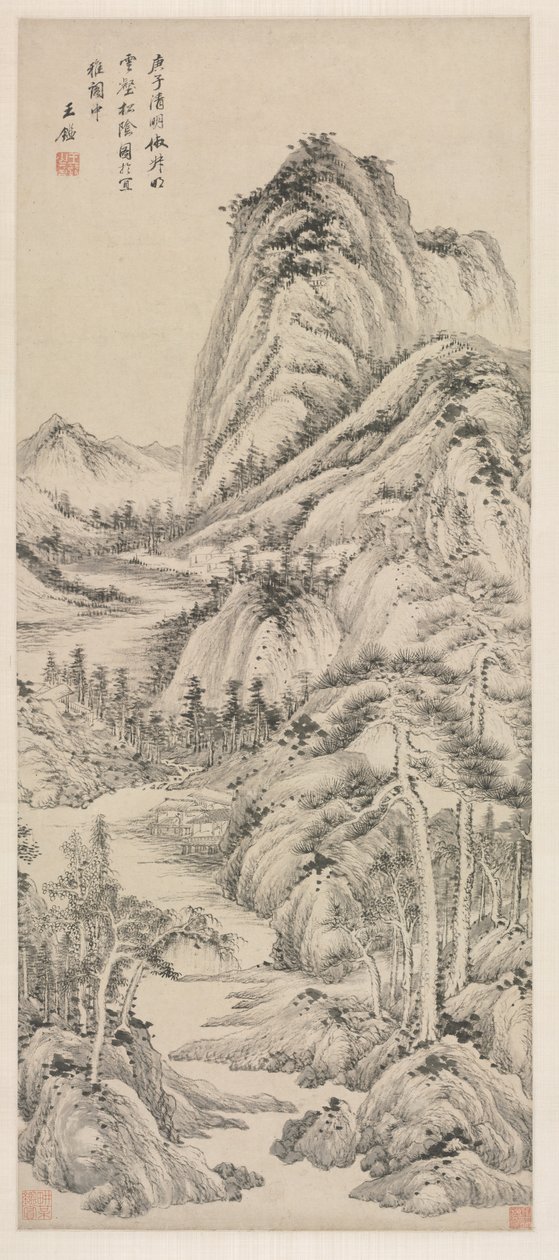 Cień sosen w pochmurnej dolinie, 1660. autorstwa Wang Jian