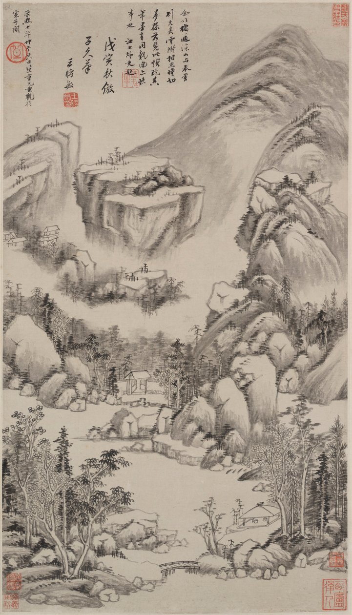 Krajobraz w stylu Huang Gongwang autorstwa Wang Shimin