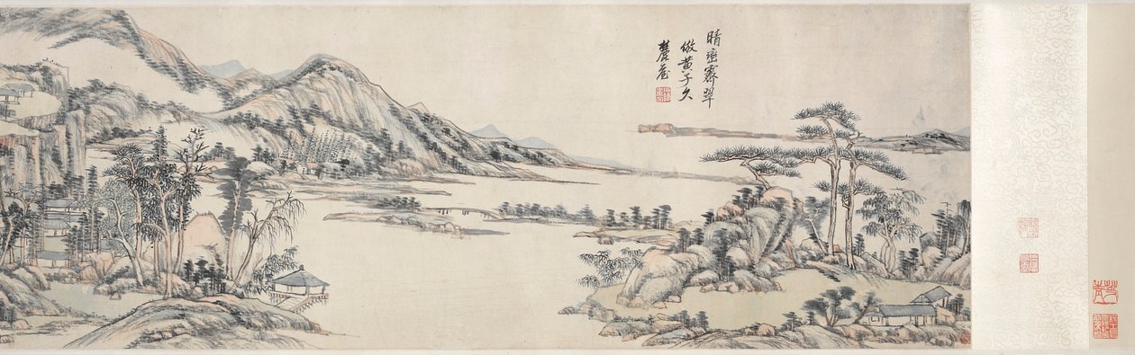 Zielone szczyty pod czystym niebem: za Huang Gongwang, 1703-1708. autorstwa Wang Yuanqi