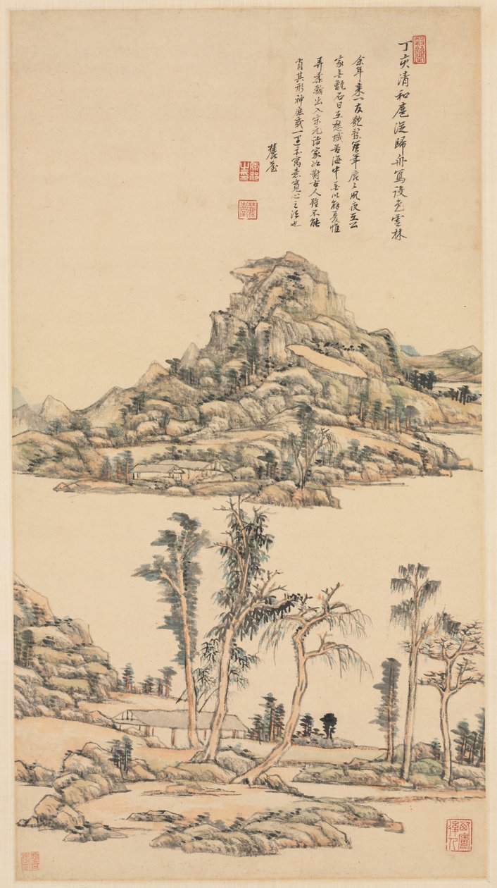Krajobraz w stylu kolorów Ni Zan, 1707. autorstwa Wang Yuanqi