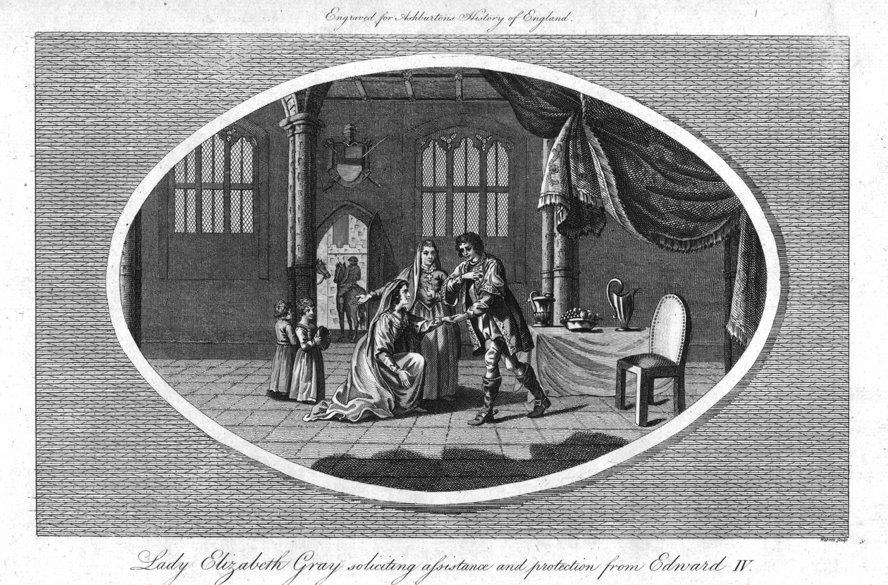 „Lady Elizabeth Gray prosząc o pomoc i ochronę przed Edwardem IV”, 1793 autorstwa Warren