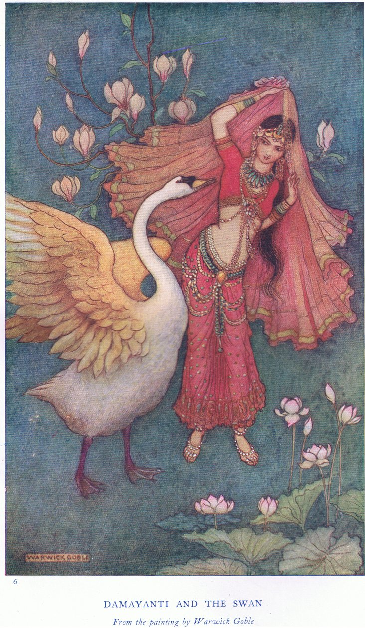 Damayanti i łabędź autorstwa Warwick Goble