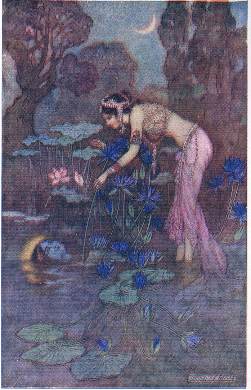 Sita znajduje Ramę wśród kwiatów lotosu autorstwa Warwick Goble