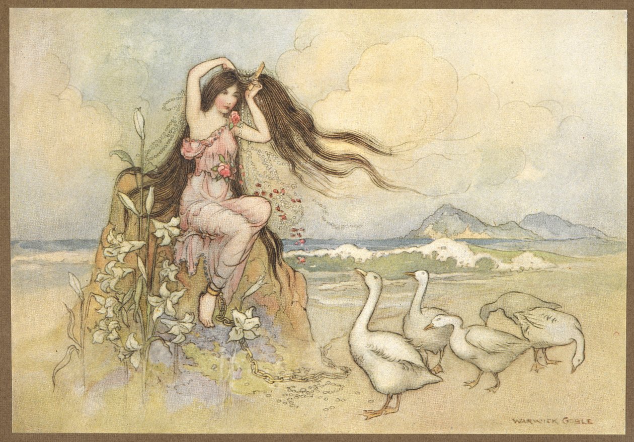 Marziella nad brzegiem morza z filmu Dwa ciastka. autorstwa Warwick Goble