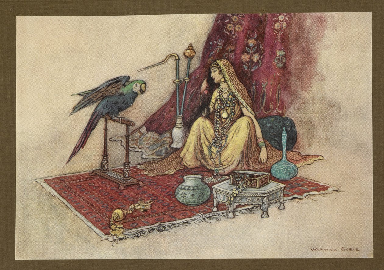 Płyta 21: „Która księżniczka włożyła tylko jeden rubin we włosy?” z Folk-Tales of Bengal ... Z 32 kolorowymi ilustracjami Warwicka Goble (Edition de luxe.) autorstwa Warwick Goble