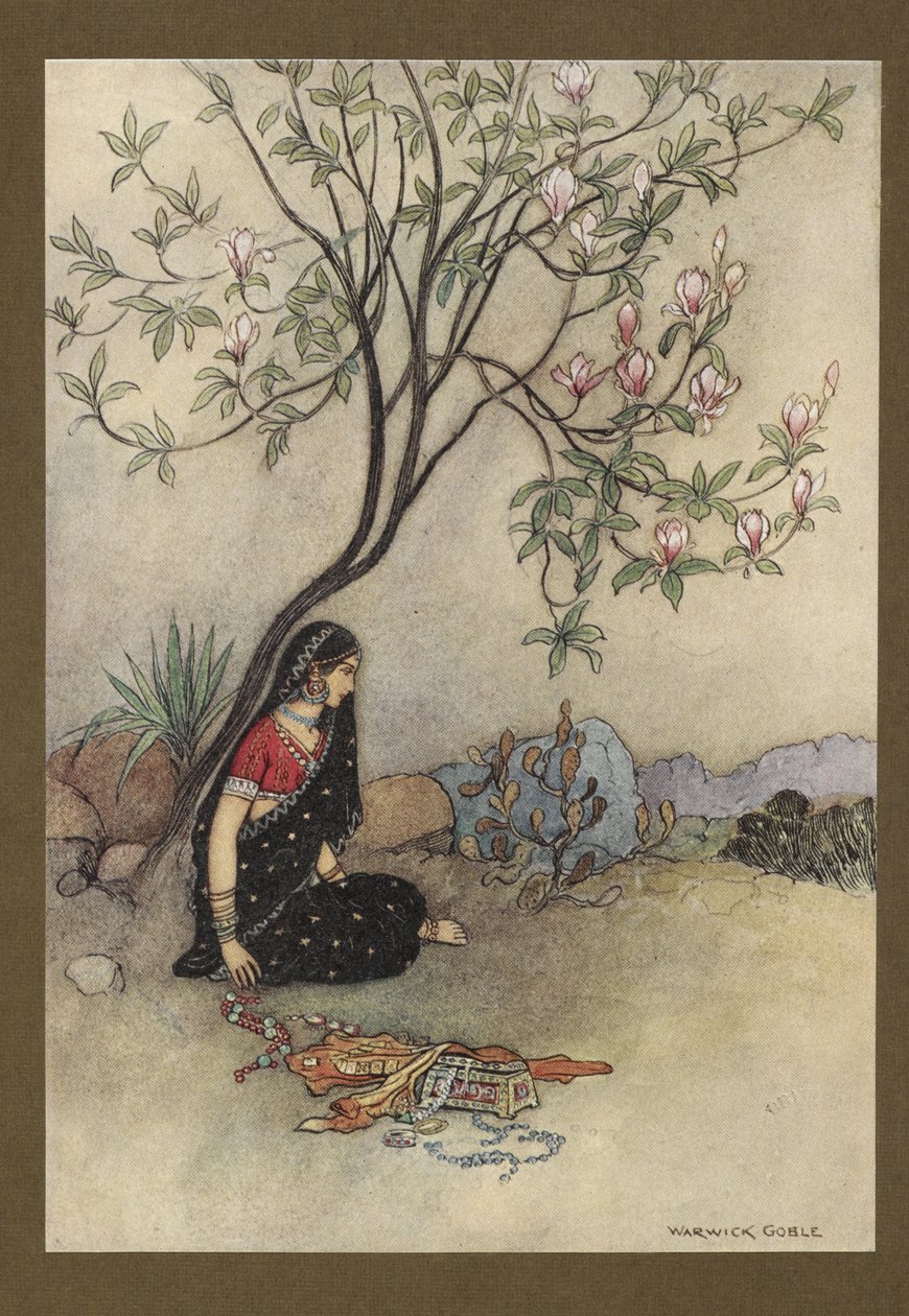 Tablica 28: "W ten sposób księżniczka została opuszczona.", z Folk-Tales of Bengal ... Z 32 kolorowymi ilustracjami Warwicka Goble