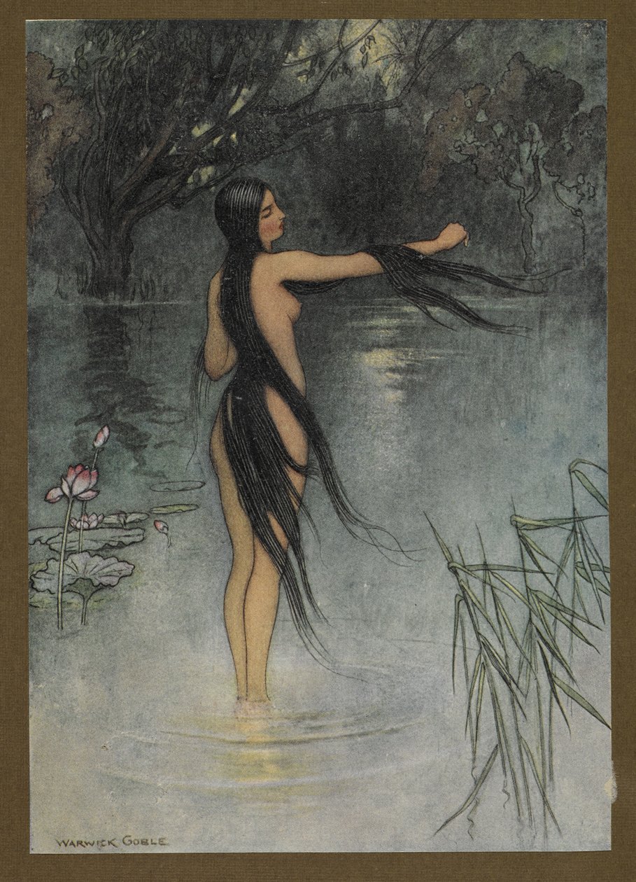 Tablica 29: „Kiedy wyszła z wody, jaka zmiana była w niej widoczna!”, z Folk-Tales of Bengal... Z 32 kolorowymi ilustracjami Warwicka Goble