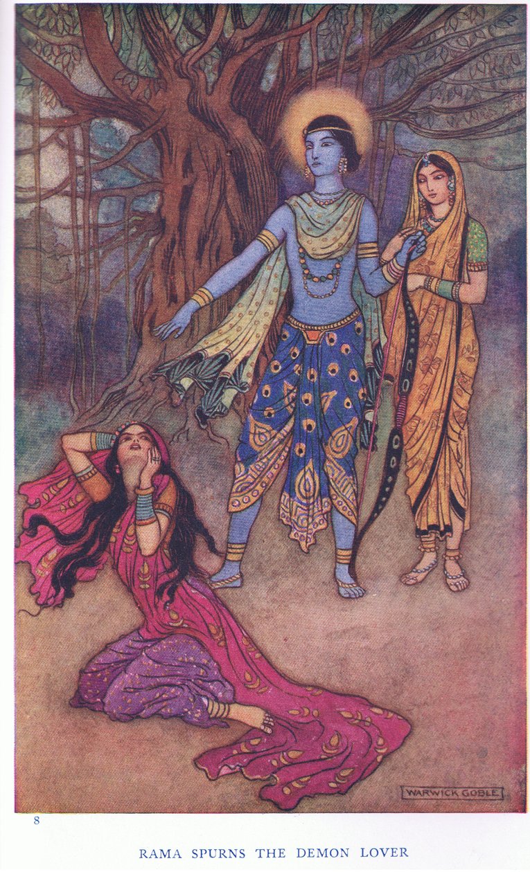 Rama odrzuca kochanka demonów (kolor lito) autorstwa Warwick Goble