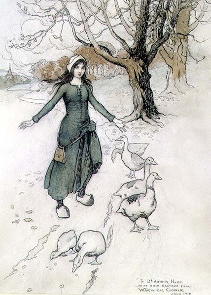 Mała Gęś-Dziewczynka autorstwa Warwick Goble