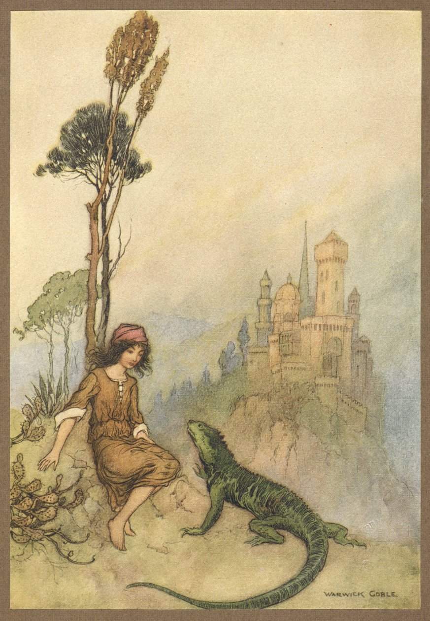 Jaszczurka przedstawiająca Pałac Kozią Twarzą, z Koziej Twarzy. autorstwa Warwick Goble