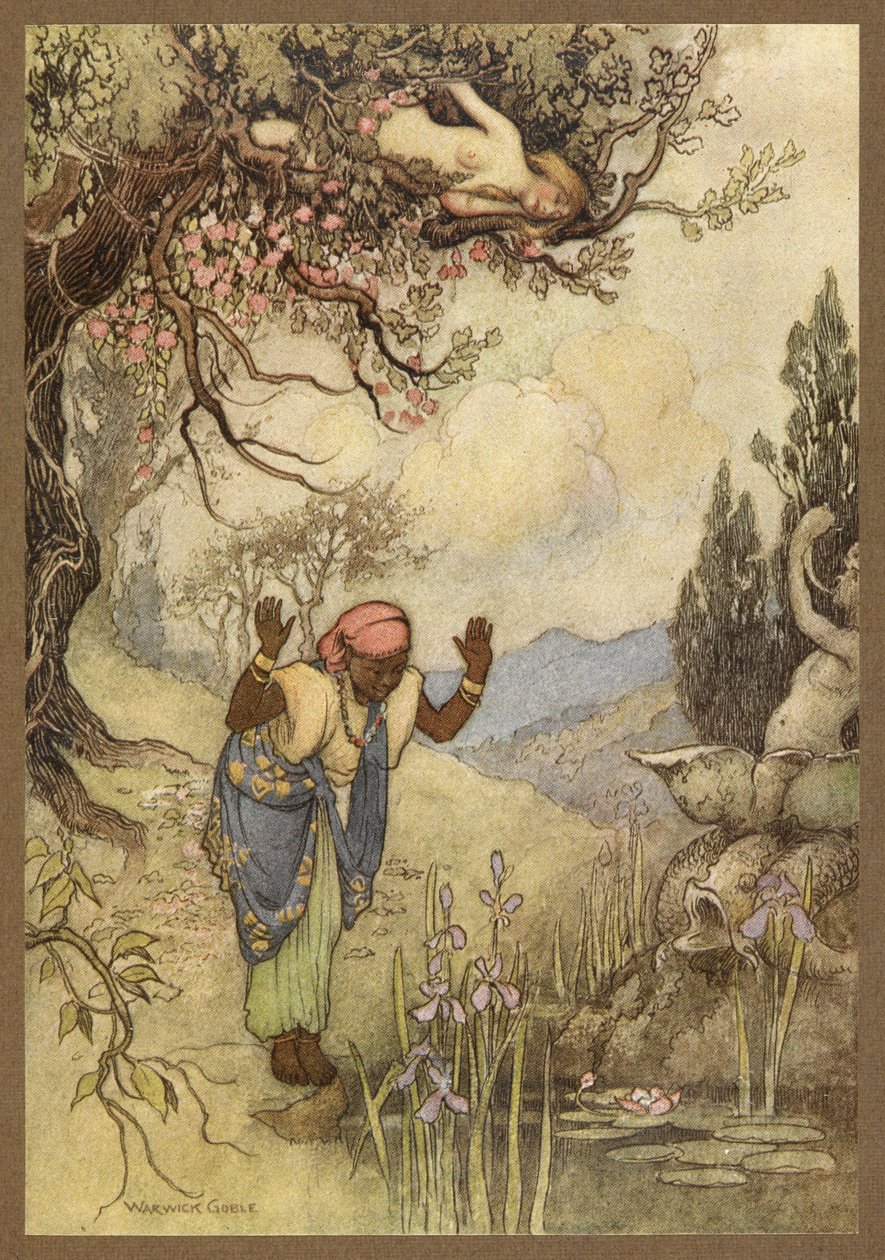 Niewolnik przy studni z filmu Trzy cytryny. autorstwa Warwick Goble