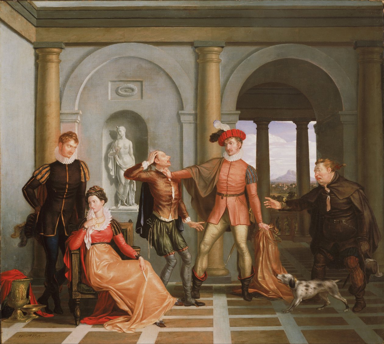 Scena z Poskromienia złośnicy Szekspira (Katharina i Petruchio) autorstwa Washington Allston