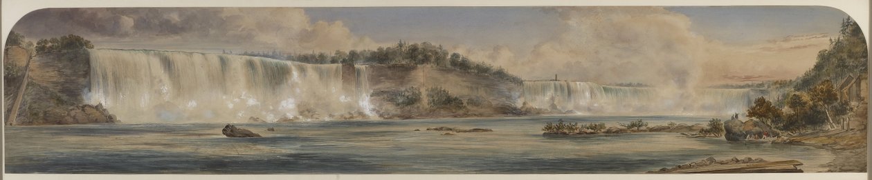 Rozległy widok wodospadu Niagara od dołu, ok. 1865 (wc na papierze) autorstwa Washington F. Friend