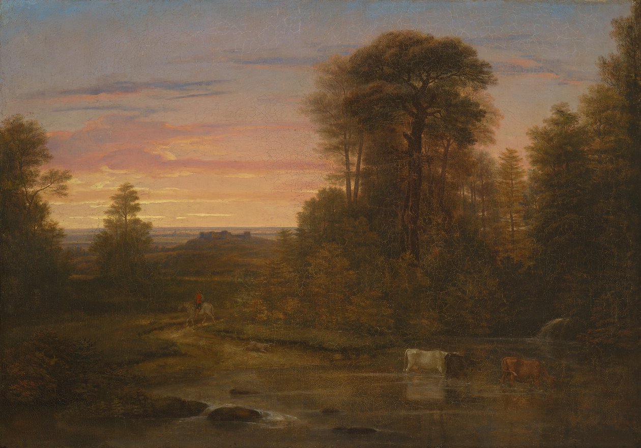Pejzaż po zachodzie słońca, ok. 1819 (olej na płótnie) autorstwa Washington Allston