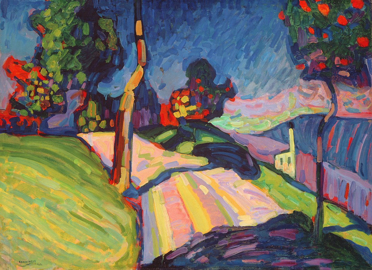 Pejzaż jesienny, Murnau, 1908 (olej na desce kompozycyjnej) autorstwa Wassily Kandinsky
