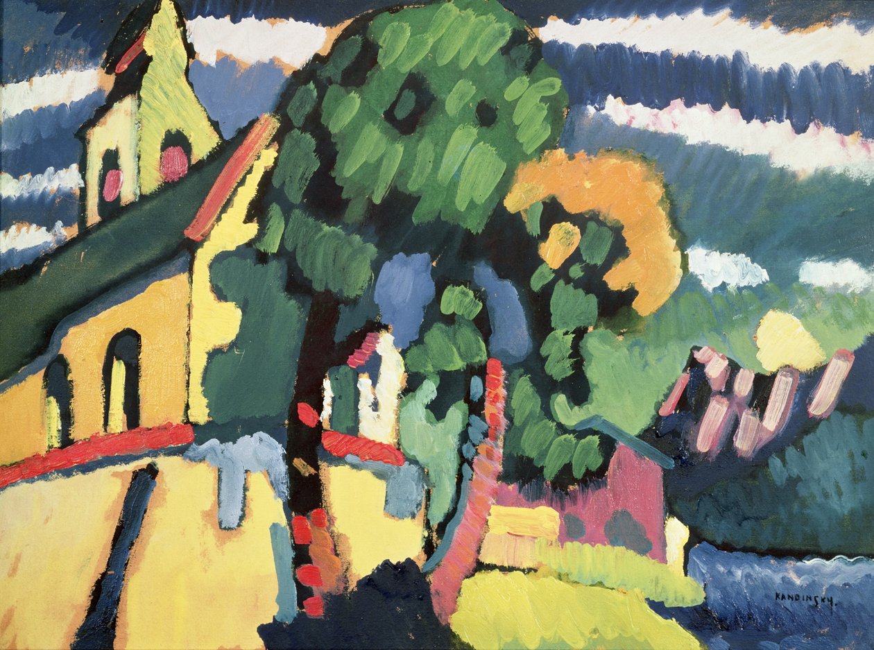 Bawarski krajobraz z kościołem (olej) autorstwa Wassily Kandinsky