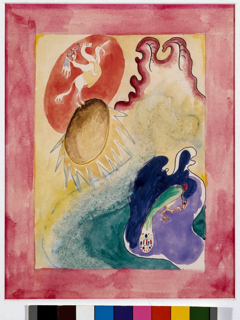 Ekspresjonizm: projekt okładki do almanachu „Błękitnego jeźdźca”” autorstwa Wassily Kandinsky