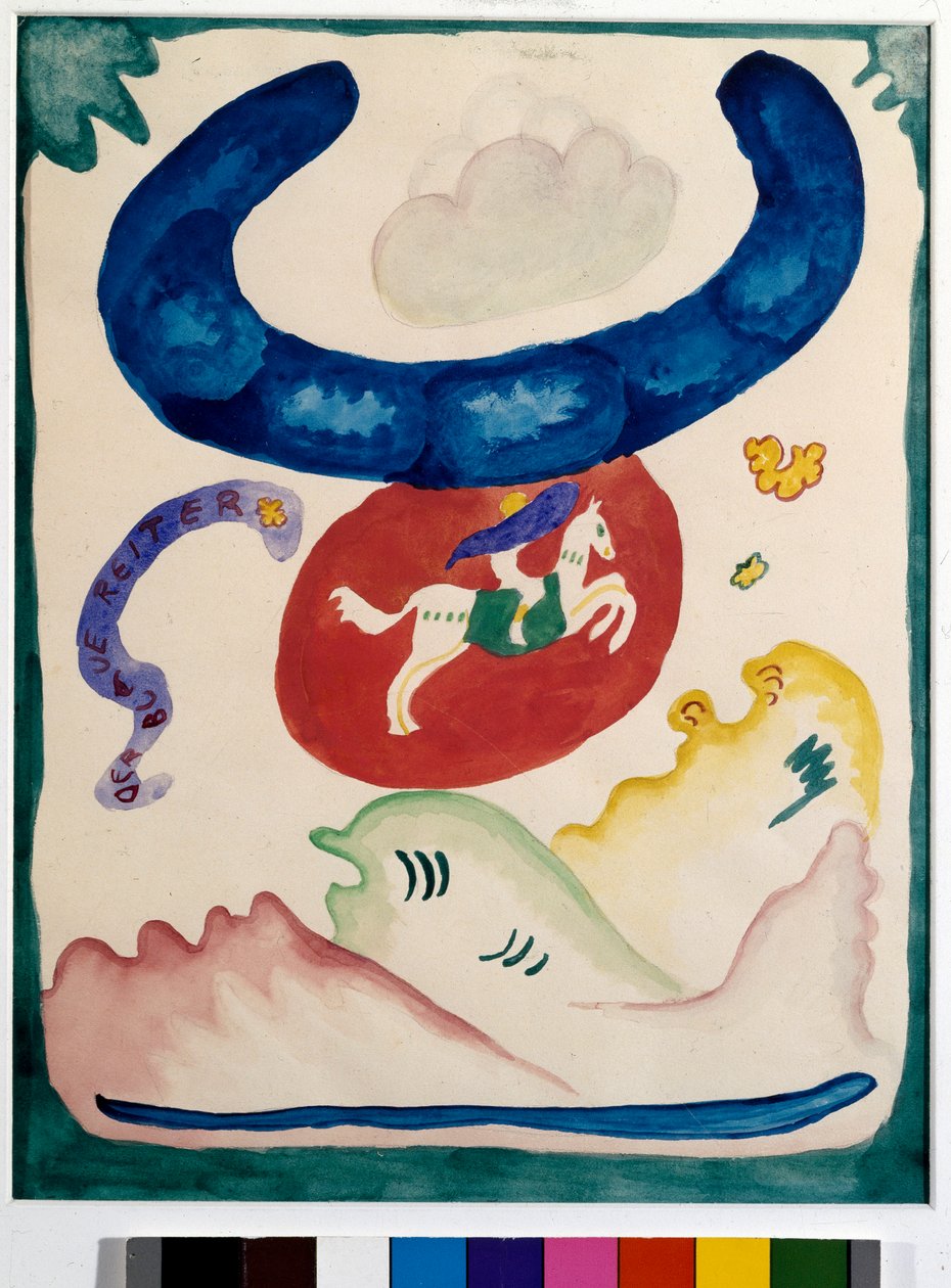Ekspresjonizm: projekt okładki do almanachu „Błękitnego jeźdźca”” autorstwa Wassily Kandinsky