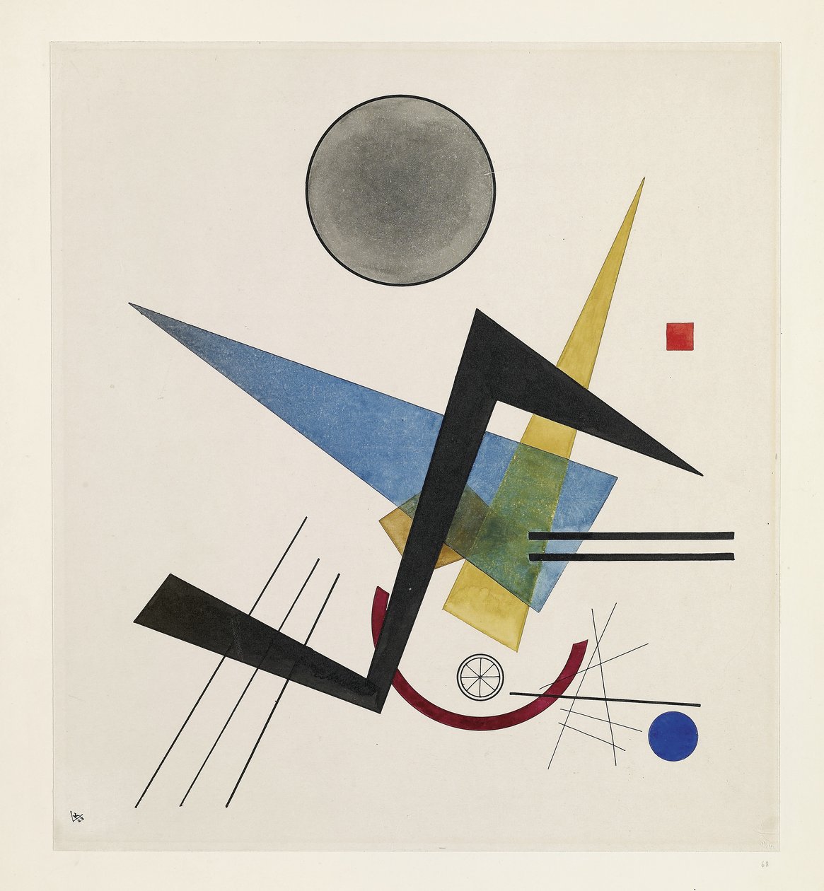 Szare koło, 1923 (toaleta i tusz na papierze tkanym) autorstwa Wassily Kandinsky