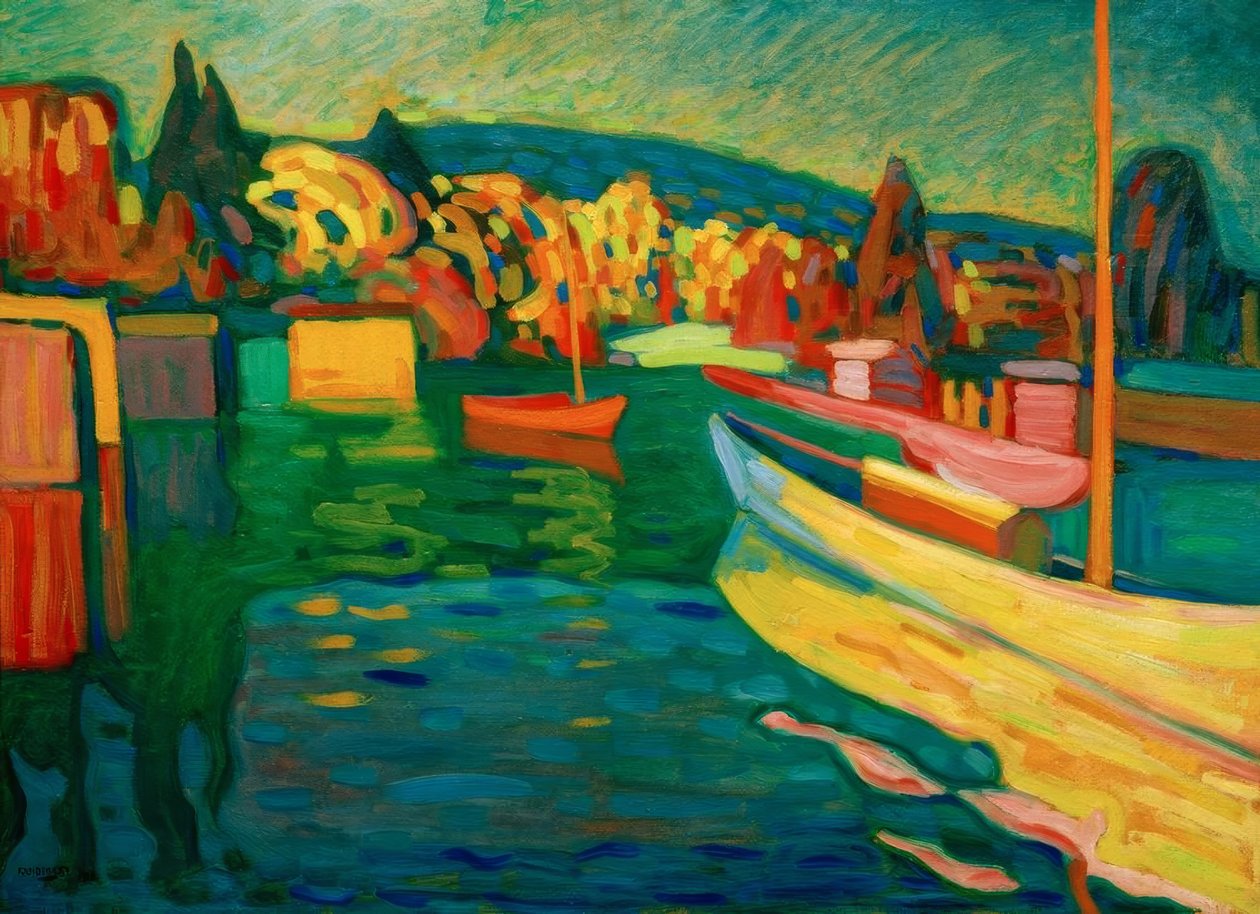 Jesienny krajobraz z łodziami autorstwa Wassily Kandinsky