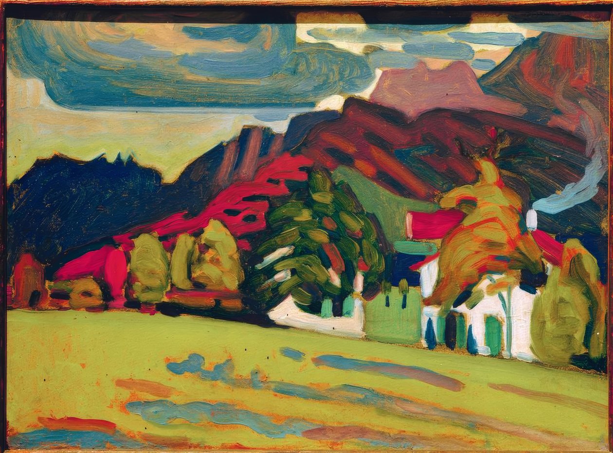 Grupa domów przed górami autorstwa Wassily Kandinsky